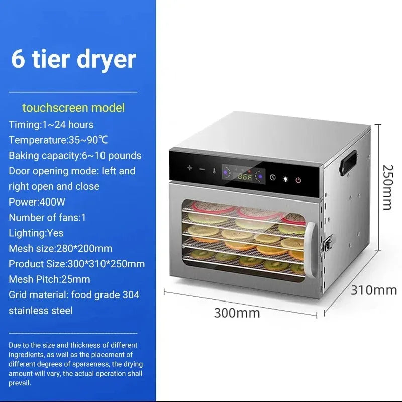 6–18 Layer Touch Screen Food Dehydrator — Intelligent Air Drying for Fruits, Meat & Jerky