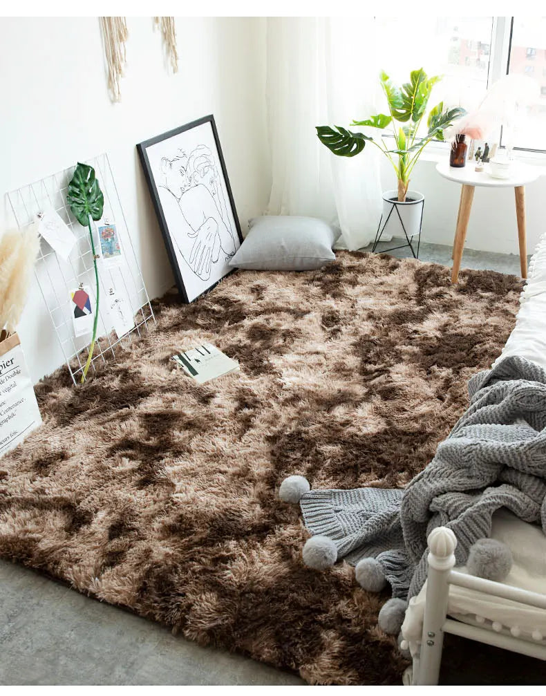 Fluffy Area Rug – Nordic Style Non-Slip Bedroom & Living Room Carpet, 8 Colors & 7 Sizes