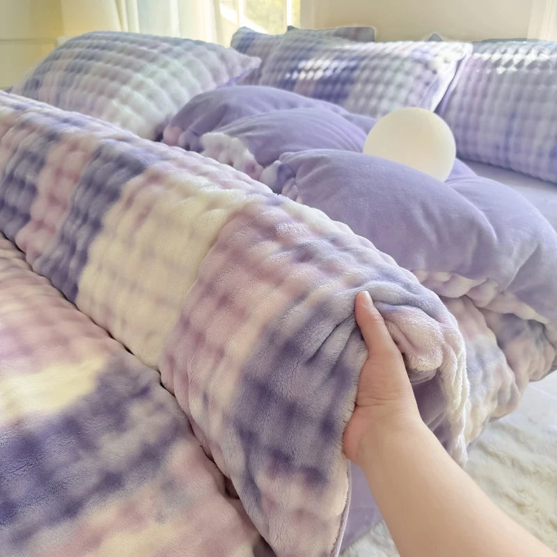 Bonenjoy 1pc Plush Duvet Cover Warm Quilts Cover Skin-friendly Bedding Solid Color Comforter Covers 이불커버 (No Pillowcase)