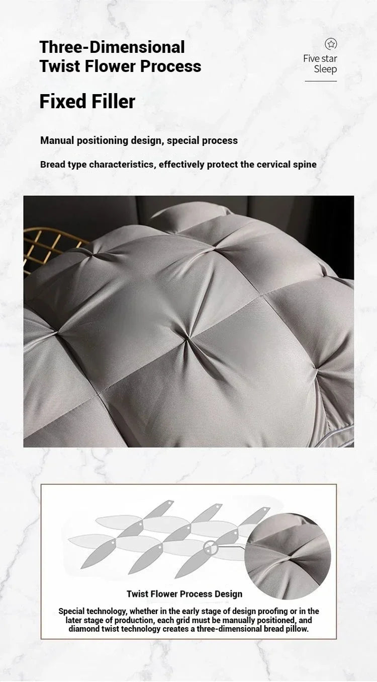 5-Star Hotel Sleeping Pillow – 3D Soft Bilateral Washed Solid Color, Multiple Options