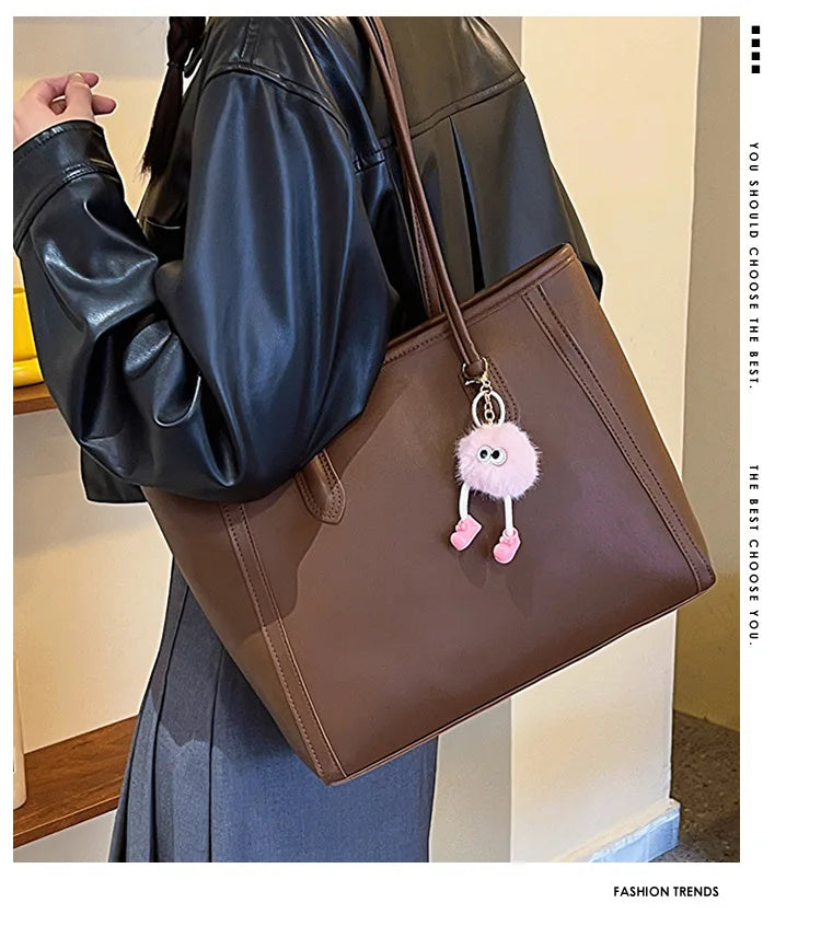 FXZLLQ Korean Style PU Leather Underarm Tote Shoulder Bag – Versatile Casual Handbag for Women Daily Use