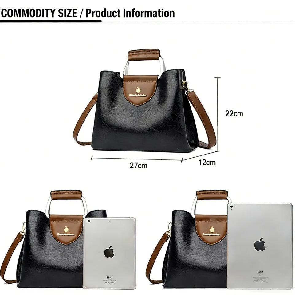 Genuine Leather Luxury Tote Shoulder Bag – High Quality Designer Crossbody Handbag for Women