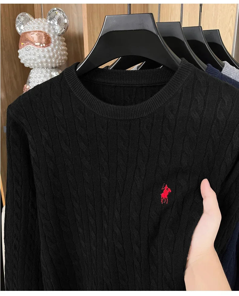 Men's Luxury Pony Embroidery Knit Sweater — Premium Detail Knitwear