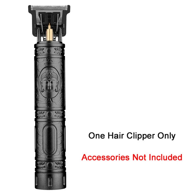 XMSJ Vintage Cordless Hair Clipper – USB Fast Charge, 85-Min Runtime, Dragon & Buddha Designs