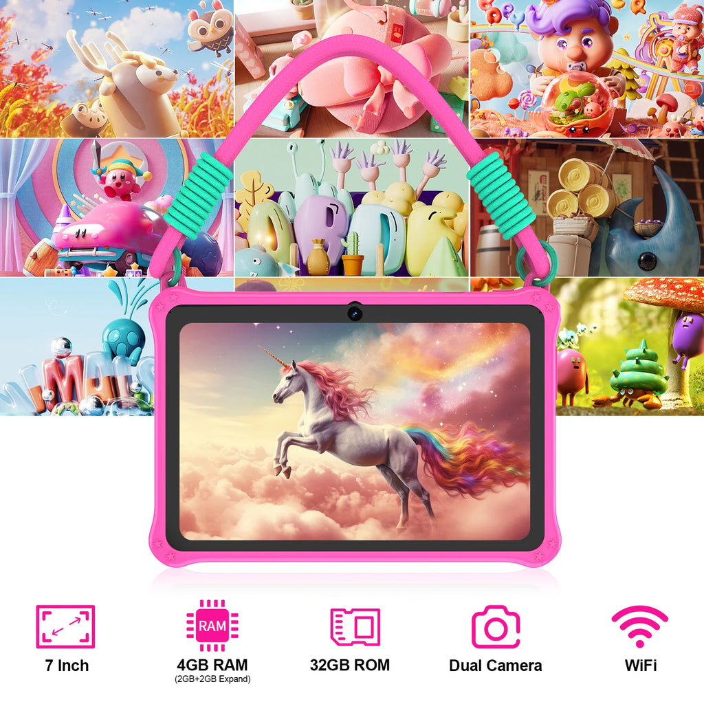 PRITOM K7 7" Kids Tablet – 4GB RAM, 32GB, Android 13, Wi-Fi, Parental Controls