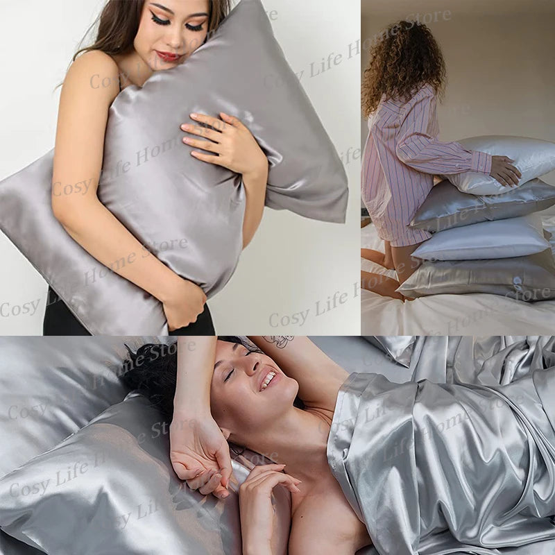 100% Pure Silk Bedding Set – 4-Piece Luxury Duvet Cover, Bedsheet & Pillowcases, Twin to King