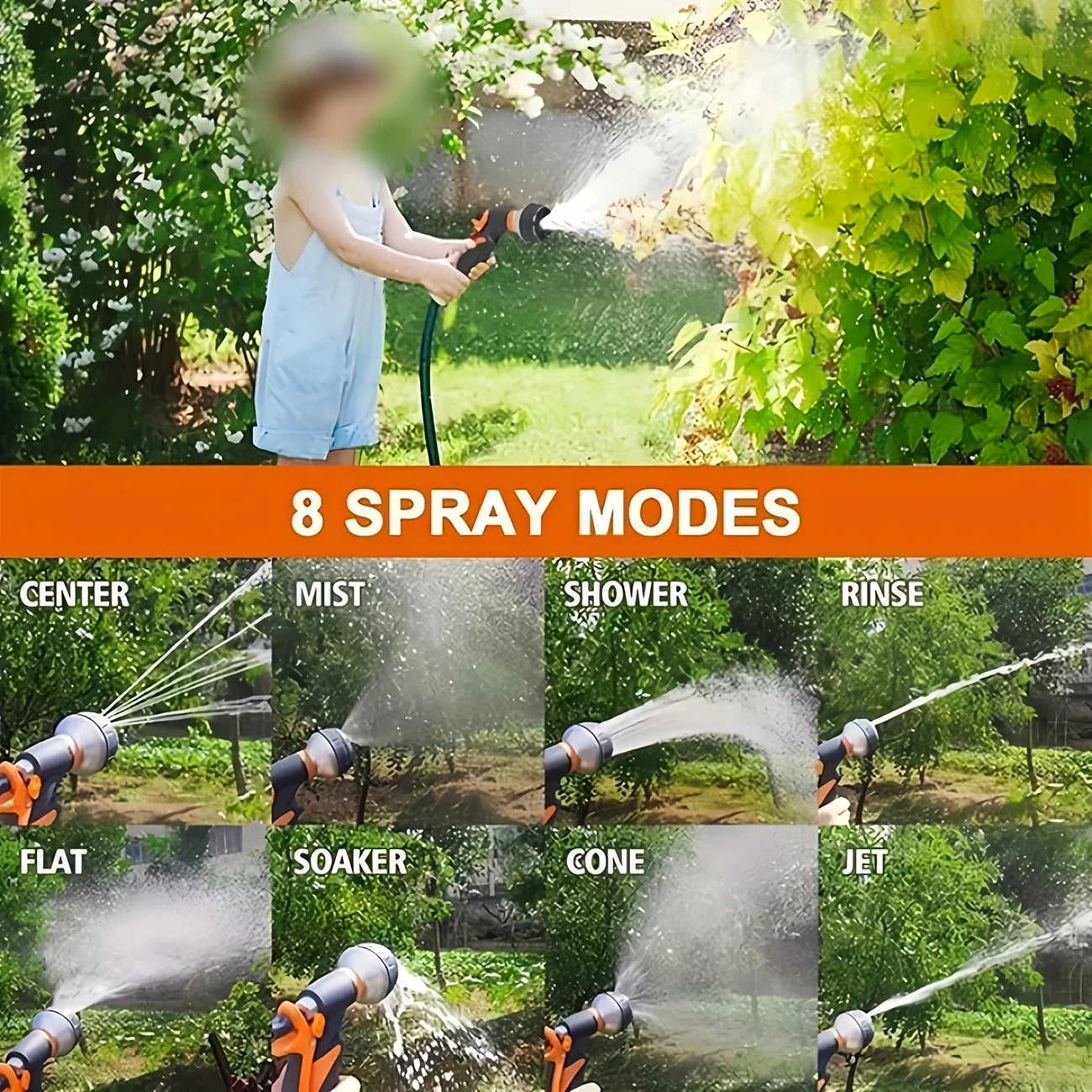 8-Mode High-Pressure Garden Watering Gun – Adjustable Sprayer for Plants, Lawn & Yard