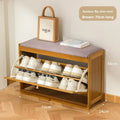 Bamboo & Wood Cushioned Shoe Stool — Entryway Bench