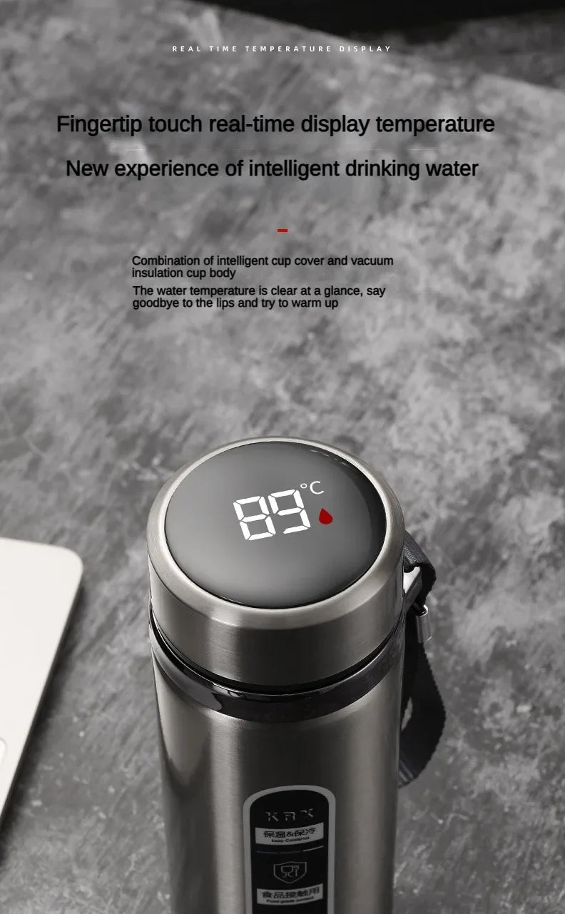 Stainless Steel Thermos Bottle with LED Temperature Display – 500ml–1L Vacuum Flask