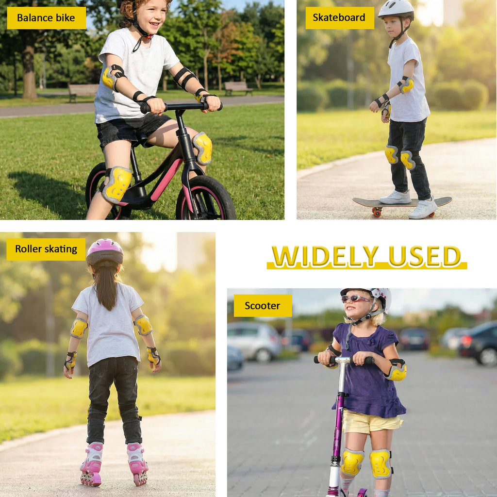 6-Piece Kids Protective Gear Set – Knee Pads, Elbow Pads & Wrist Guards for Bike, Skateboard & Skating