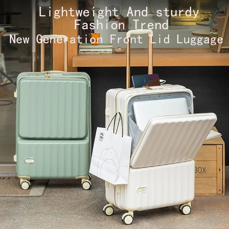 20/24" Multifunctional Trolley Carry-On Suitcase — Dry & Wet Separation, Customs Lock, Universal Wheels