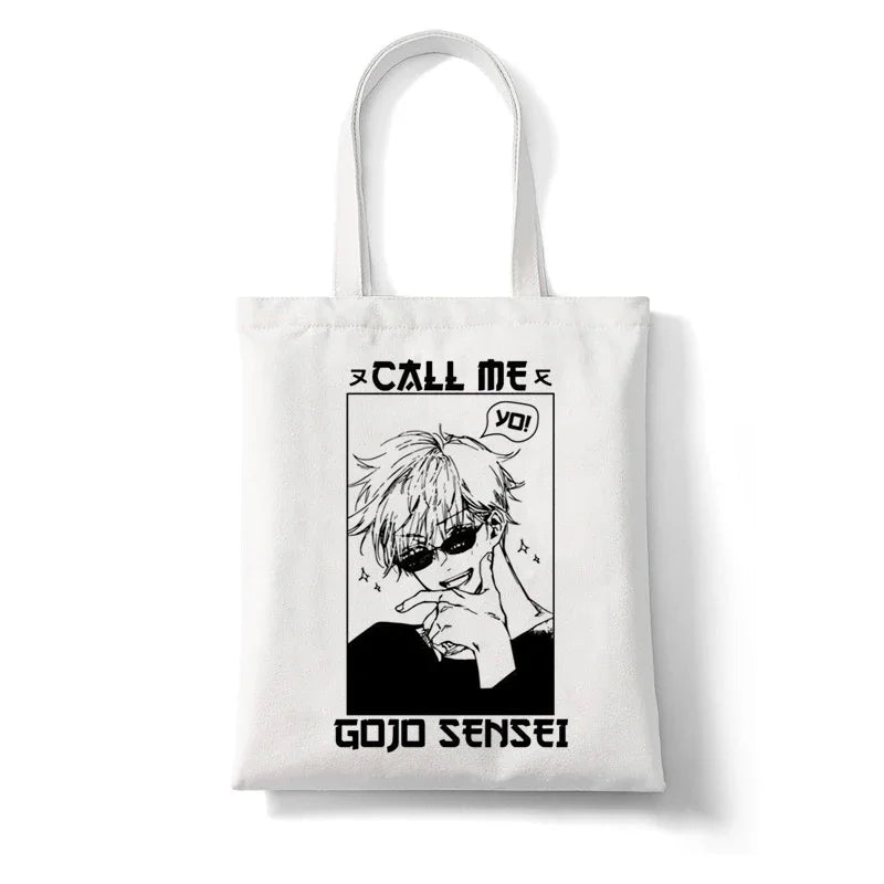 Jujutsu Kaisen Anime Canvas Tote Shopper Bag – Large Reusable Shoulder Bag for Women