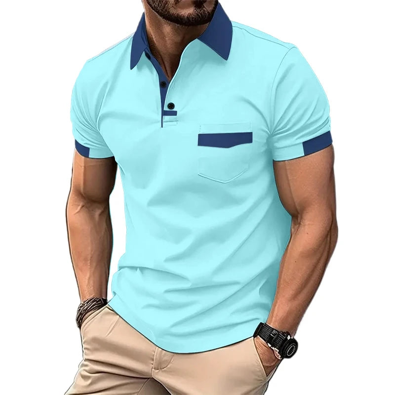 Men's Short Sleeve Polo Shirt with Pocket — Classic Casual Polo