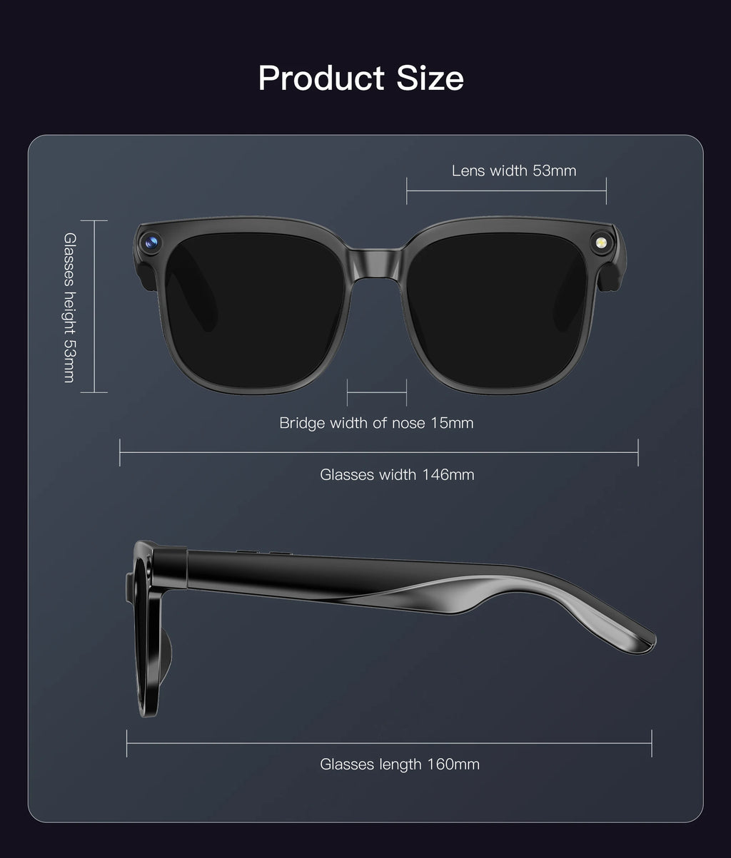 4K 8MP AI Smart Glasses — HD Camera, 150+ Language Translation, ChatGPT, WiFi & Bluetooth Calling