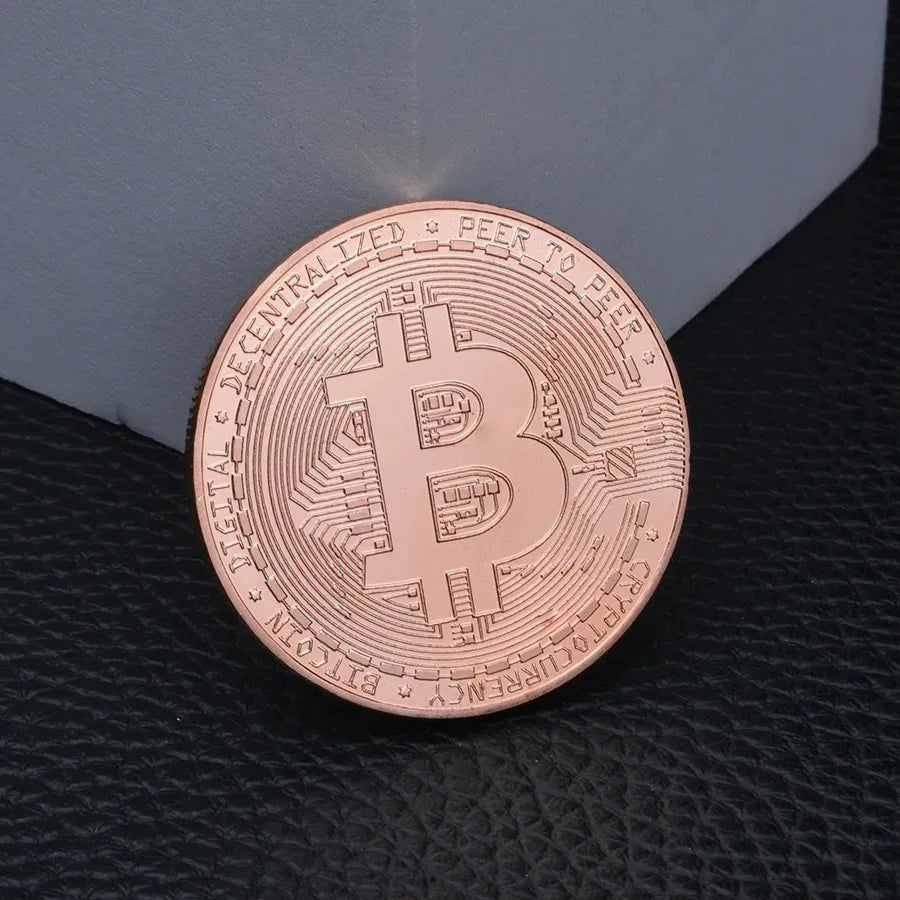 Gold Plated Bitcoin Commemorative Coin – Collectible Crypto Art Gift Physical Casascius Antique