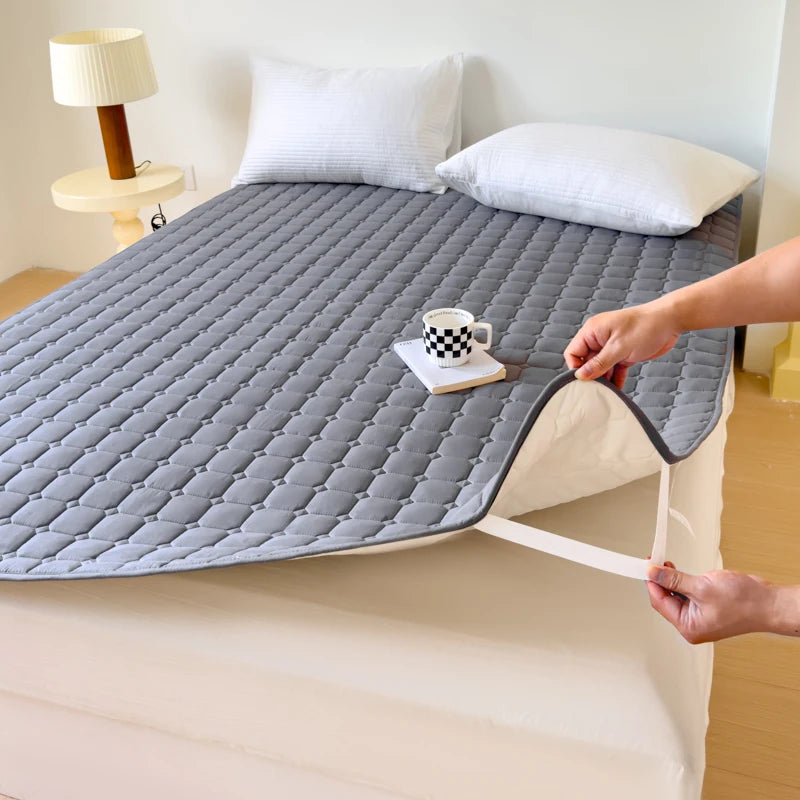 Waterproof Quilted Mattress Protector – Thickened Breathable Cover for Single & Double Beds