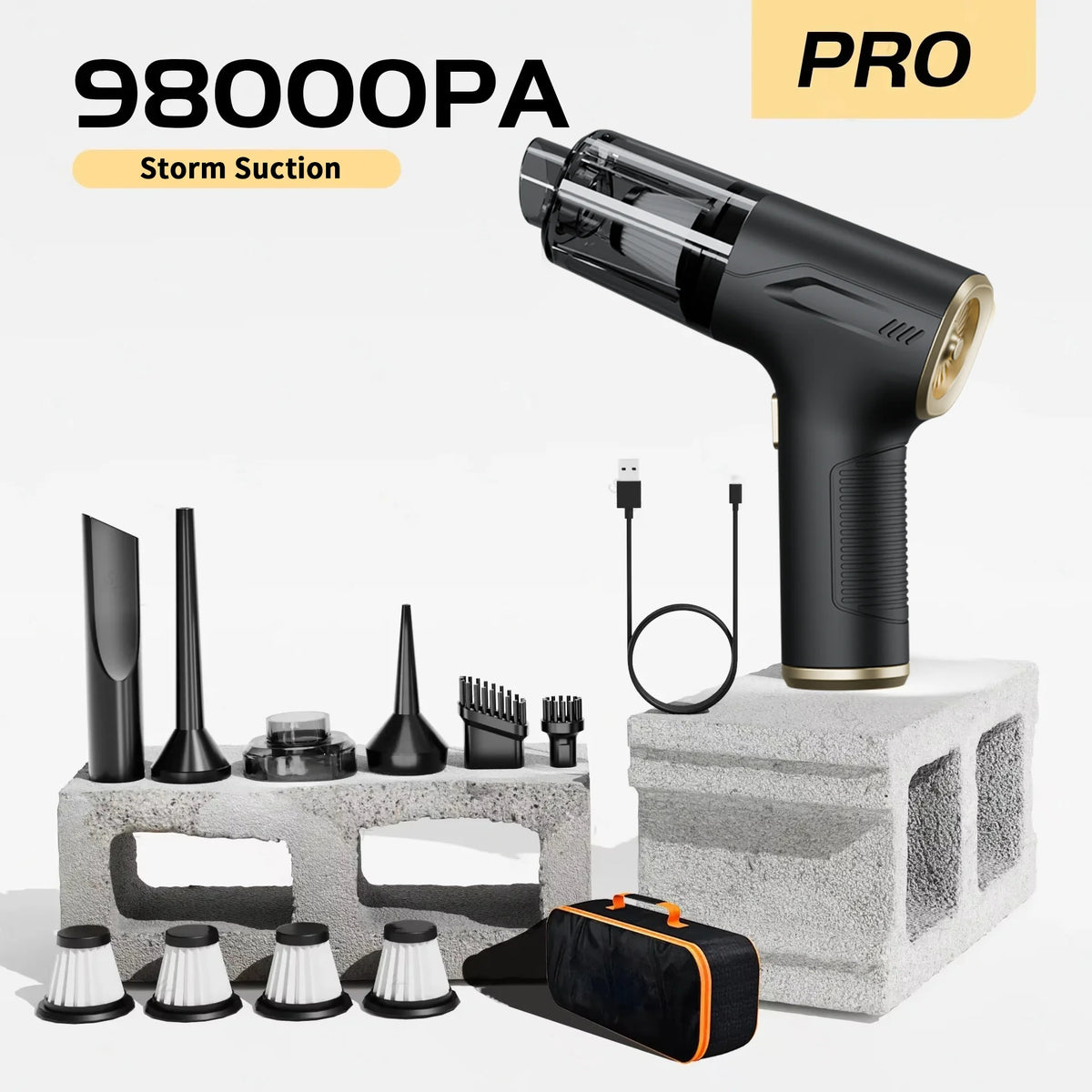 Cordless Car Vacuum & Blower – HEPA Filter, Basic & Pro