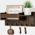 Wall-Mounted Wood Storage Rack with 7 Hooks — Mail, Keys, Glasses & Entryway Organizer