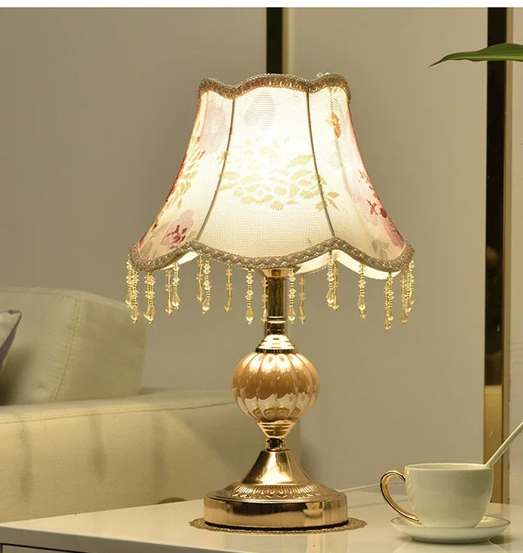 Bedside Lamp – Fabric Shade & Gold or White Base