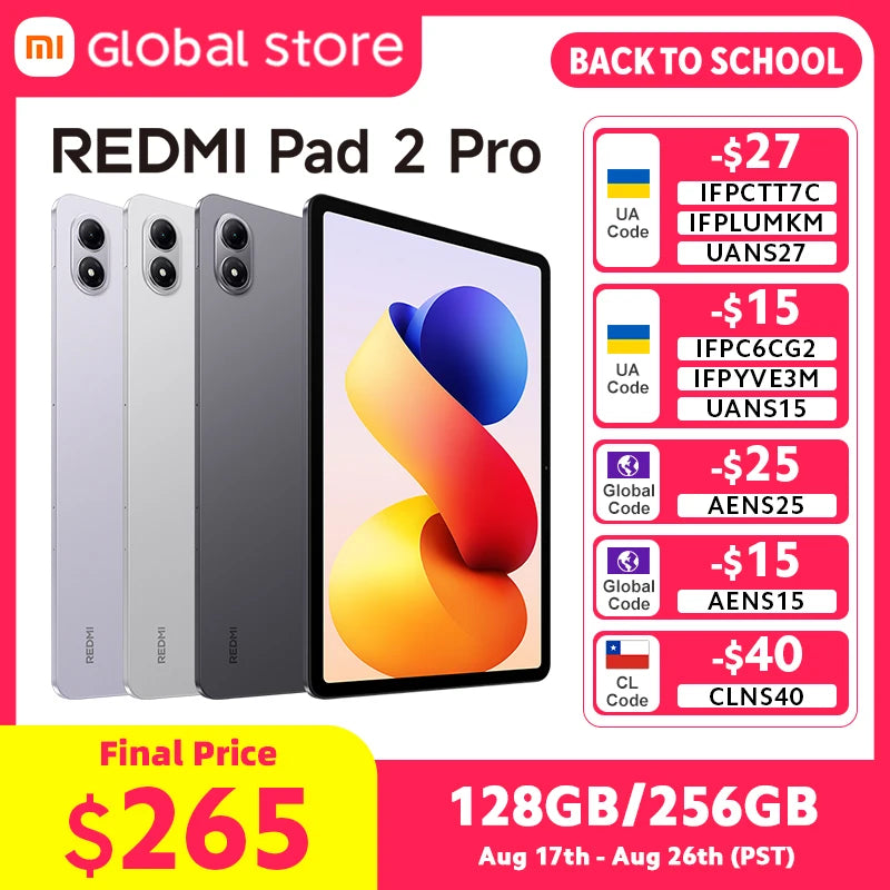 Xiaomi Redmi Pad 2 Pro 12.1" 2.5K Tablet – Snapdragon 7s Gen 4, 12000mAh, 33W