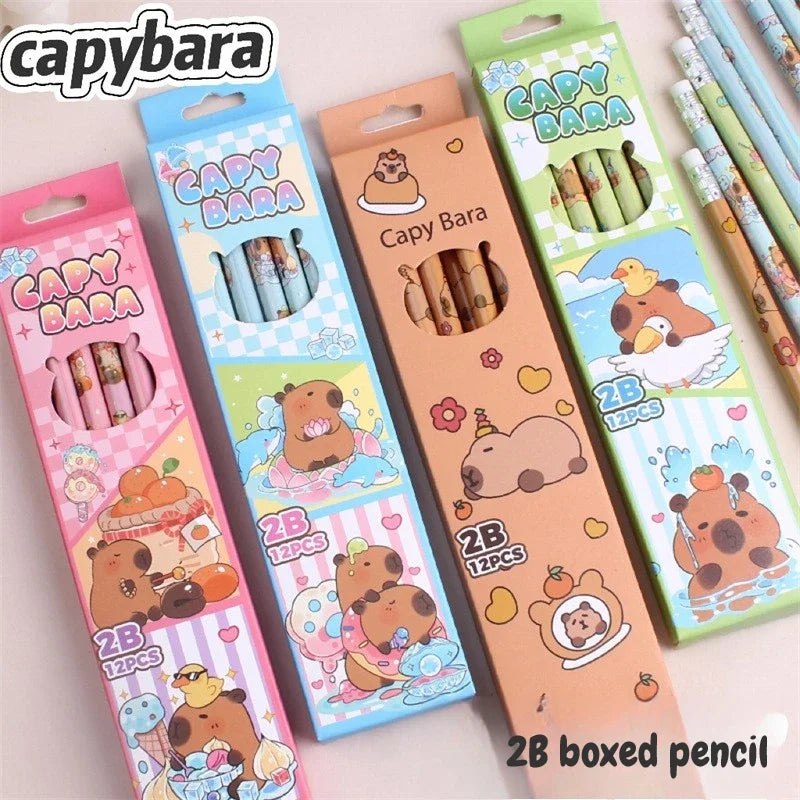 12-Piece Capybara Pencil & Eraser Set