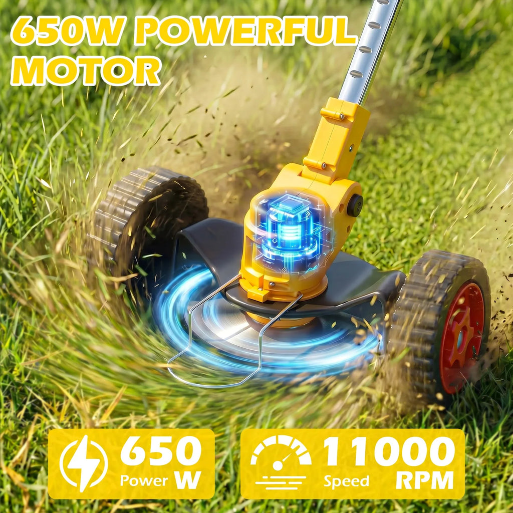5-in-1 Cordless Electric Lawn Mower & Grass Trimmer | 21V 2x4.0Ah Batteries, 5-Blade System, 6-Inch Cut, 60-Min Runtime