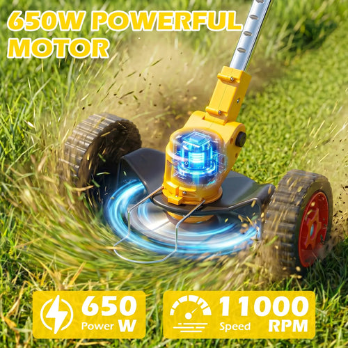 5-in-1 Cordless Electric Lawn Mower & Grass Trimmer | 21V 2x4.0Ah Batteries, 5-Blade System, 6-Inch Cut, 60-Min Runtime