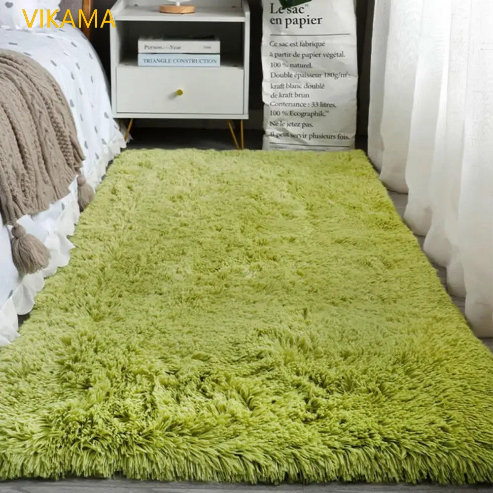 Solid Color Plush Area Rug & Bed Blanket – Soft Silk Wool Carpet for Bedroom & Living Room, 7 Colors & 7 Sizes