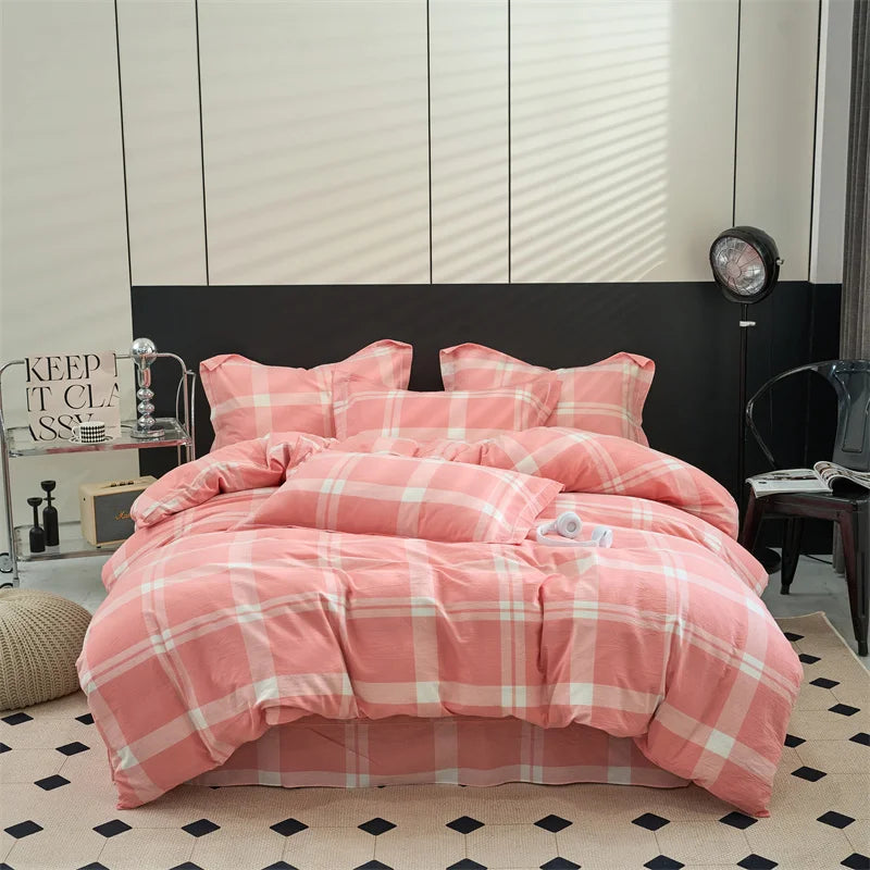 100% Cotton Plaid Duvet Cover – 160x210 to 220x240, Quilt Cover (Pillowcase Sold Separately)