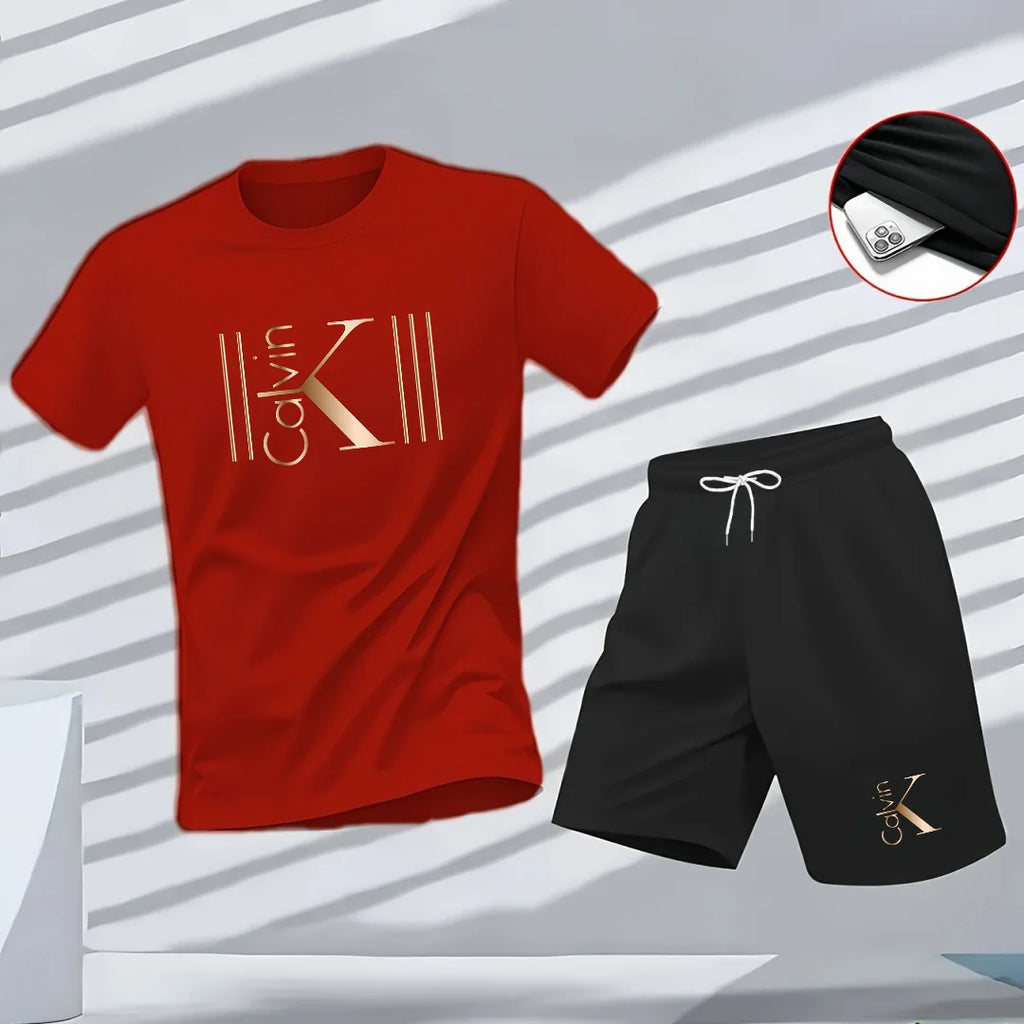 Men's Pattern Print T-Shirt & Shorts Set – Breathable Summer Streetwear Casual 2-Piece