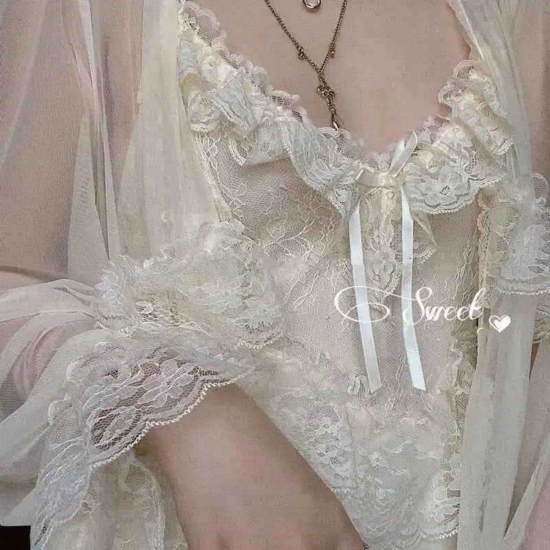 Women's Vintage Court Style Tulle Princess Nightgown | Fairytale Robe Sleepwear