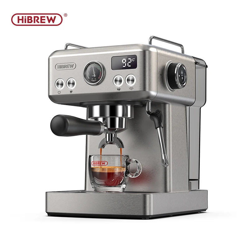 HiBREW H10A 20-Bar Semi-Automatic Espresso Machine | 58mm Portafilter, Temperature Control, Stainless Steel