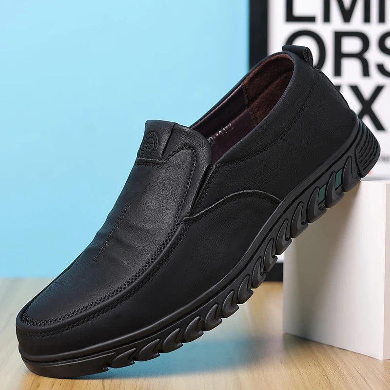 Men's Split Leather Slip-On Loafers