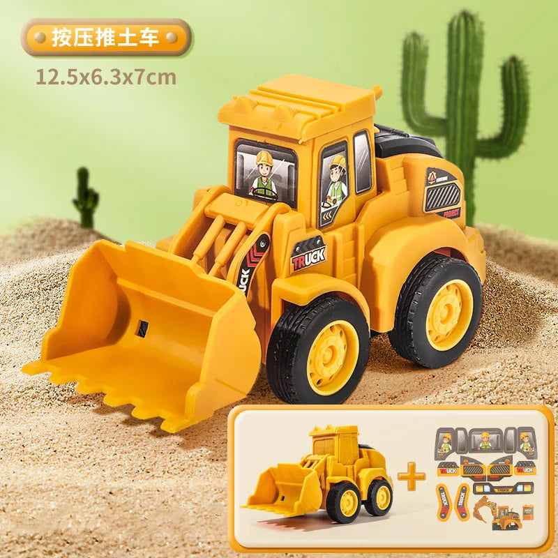 Press & Slide Construction Vehicle Toy – Excavator, Bulldozer & Road Roller for Kids