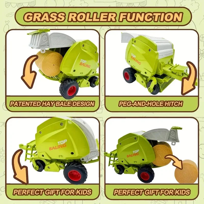 Large Scale Farm Tractor Toy Playset with Trailer & Accessories – DIY Farmer Transport Set