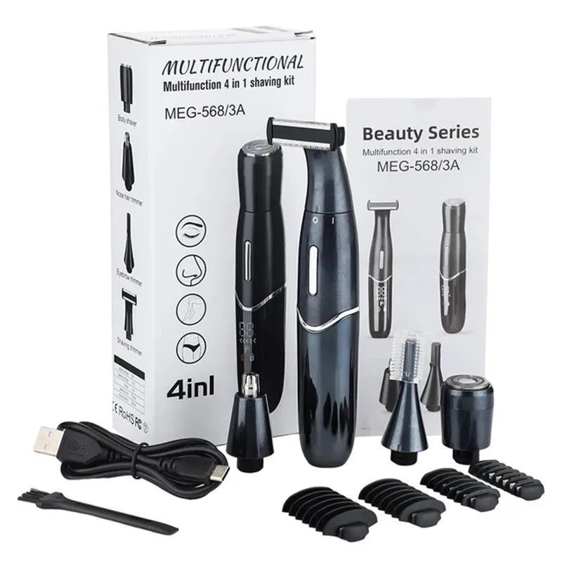 GZHJGOS 4-in-1 Electric Hair Trimmer for Women & Men – Face, Eyebrow, Nose, Body, USB Rechargeable