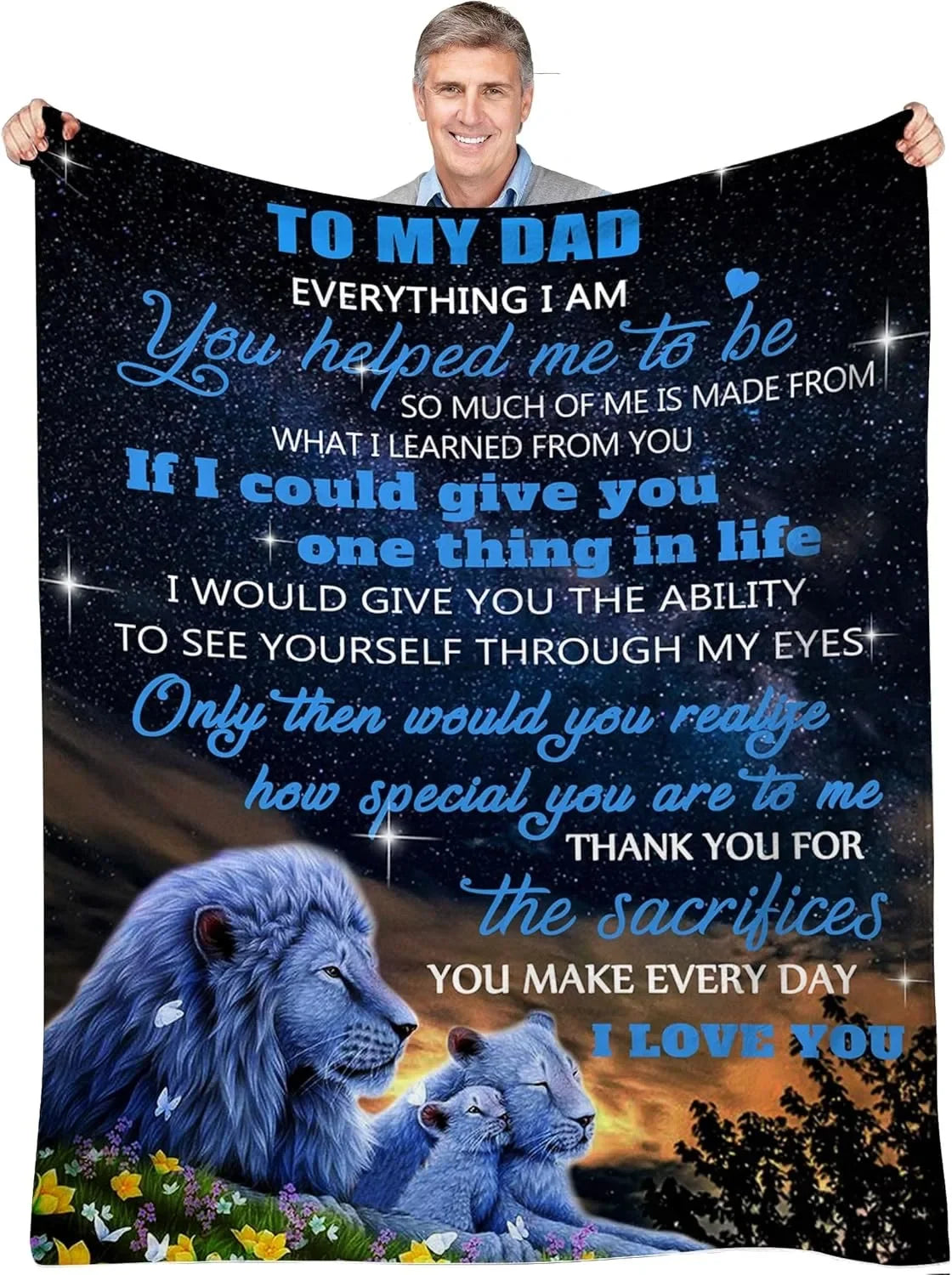 Family Gift Throw Blanket – Soft Warm Personalized Gift for Dad, Mom, Grandparents & Family