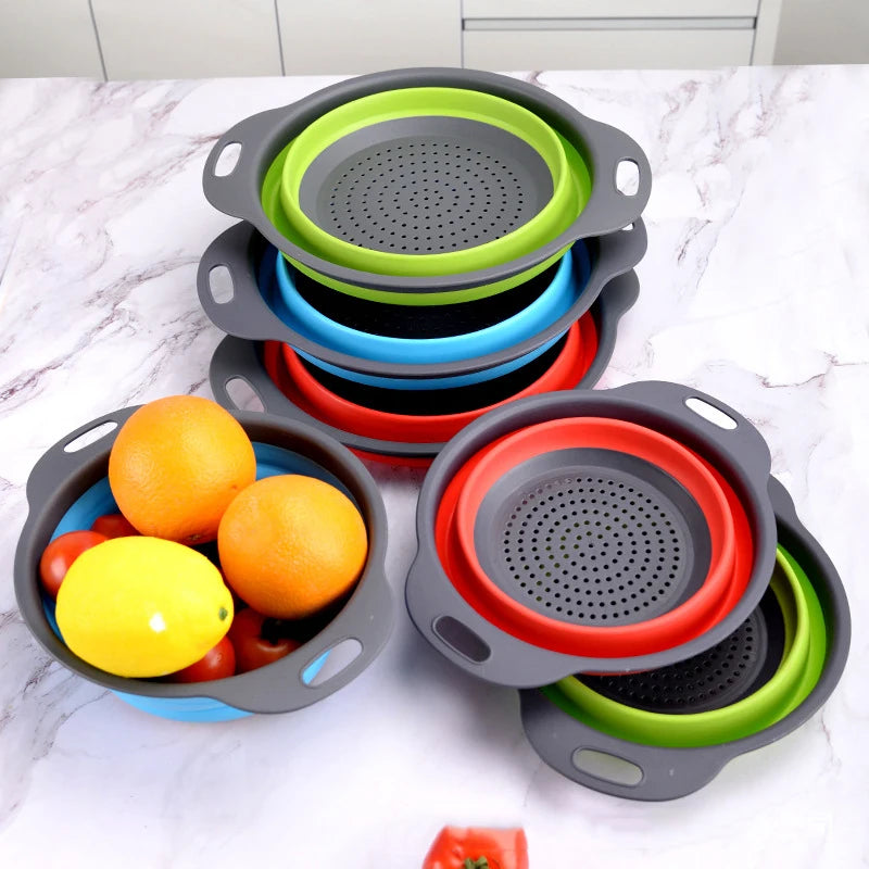 Foldable Silicone Colander Drain Basket — Collapsible