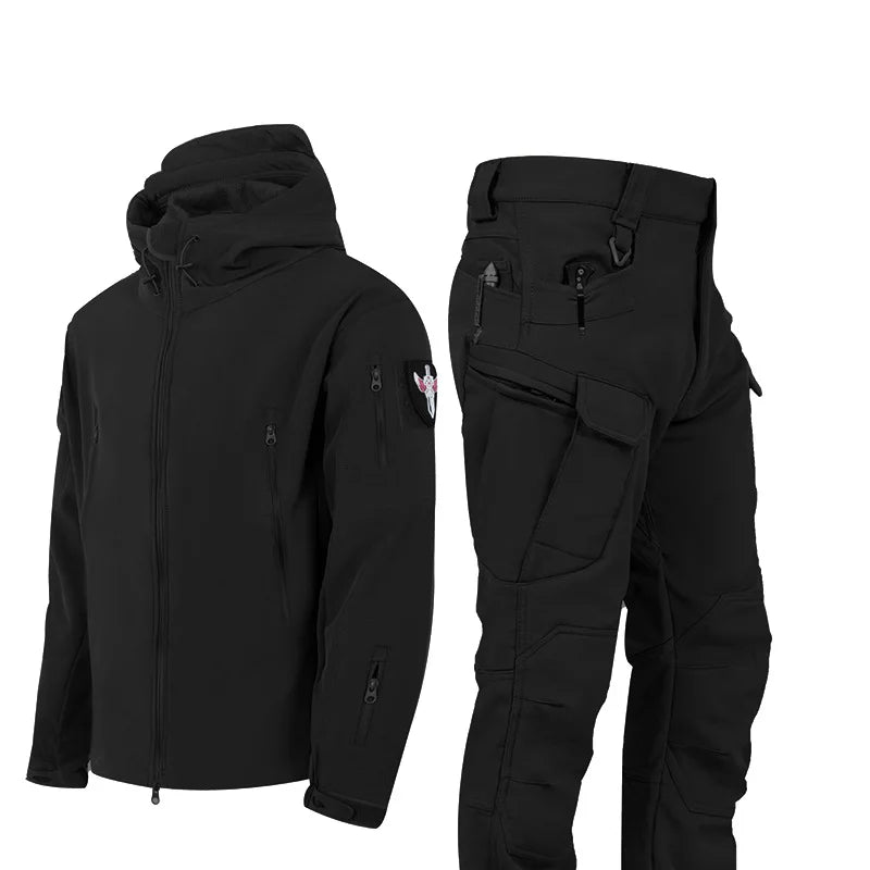 Men's Camouflage Tactical Set – Waterproof Softshell Fleece Jacket & Cargo Pants