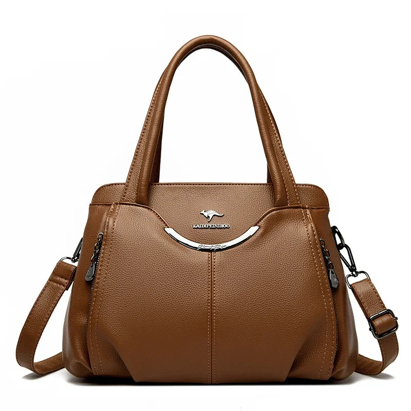 Genuine Leather Luxury Tote Crossbody Shoulder Bag – Large Casual Handbag for Women