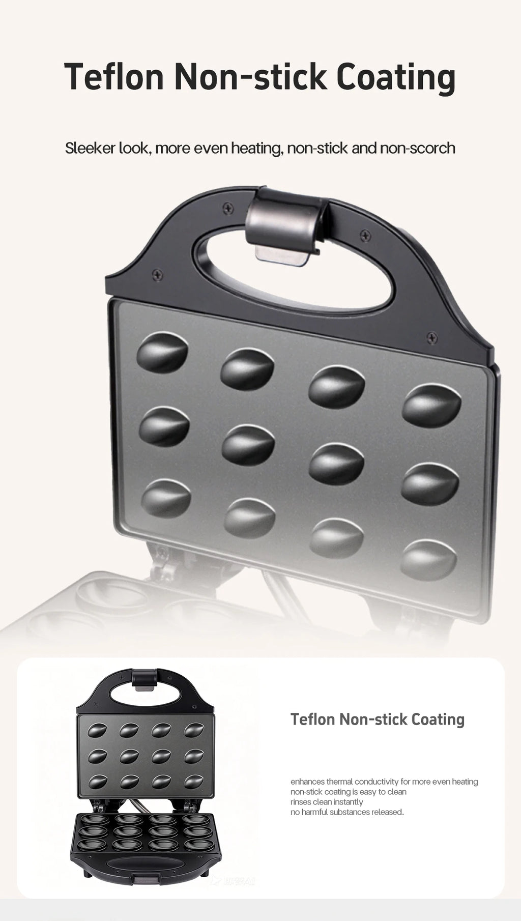 Electric Walnut Cake Waffle Maker — 12-Hole Nut-Shaped Biscuit & Snack Baking Machine