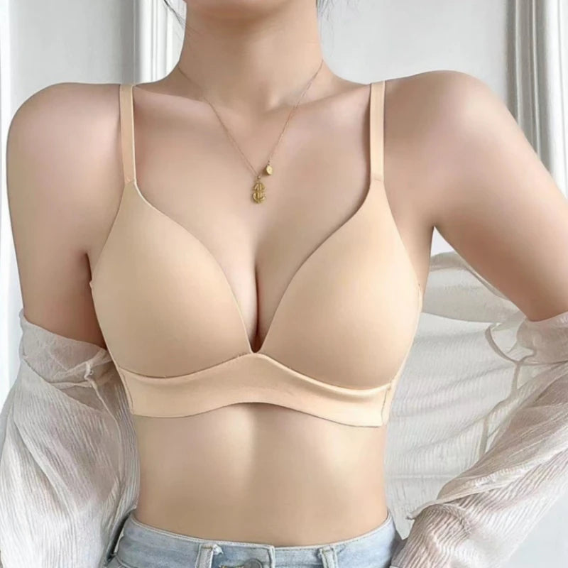 Japanese Seamless Deep-V Wireless Push-Up Bra — Comfortable Everyday Lingerie