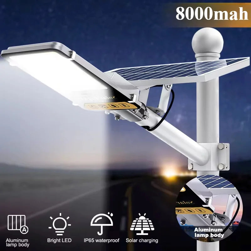 300W Solar Street Light – 8000mAh, IP65 Waterproof, Remote Control for Garage, Garden & Terrace