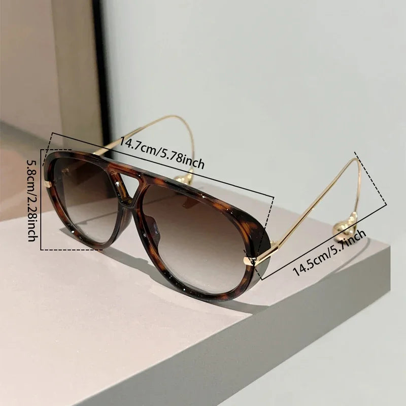 GM LUMIAS Oversized Pilot Sunglasses | Double Bridge Gradient Luxury Designer Shades for Women