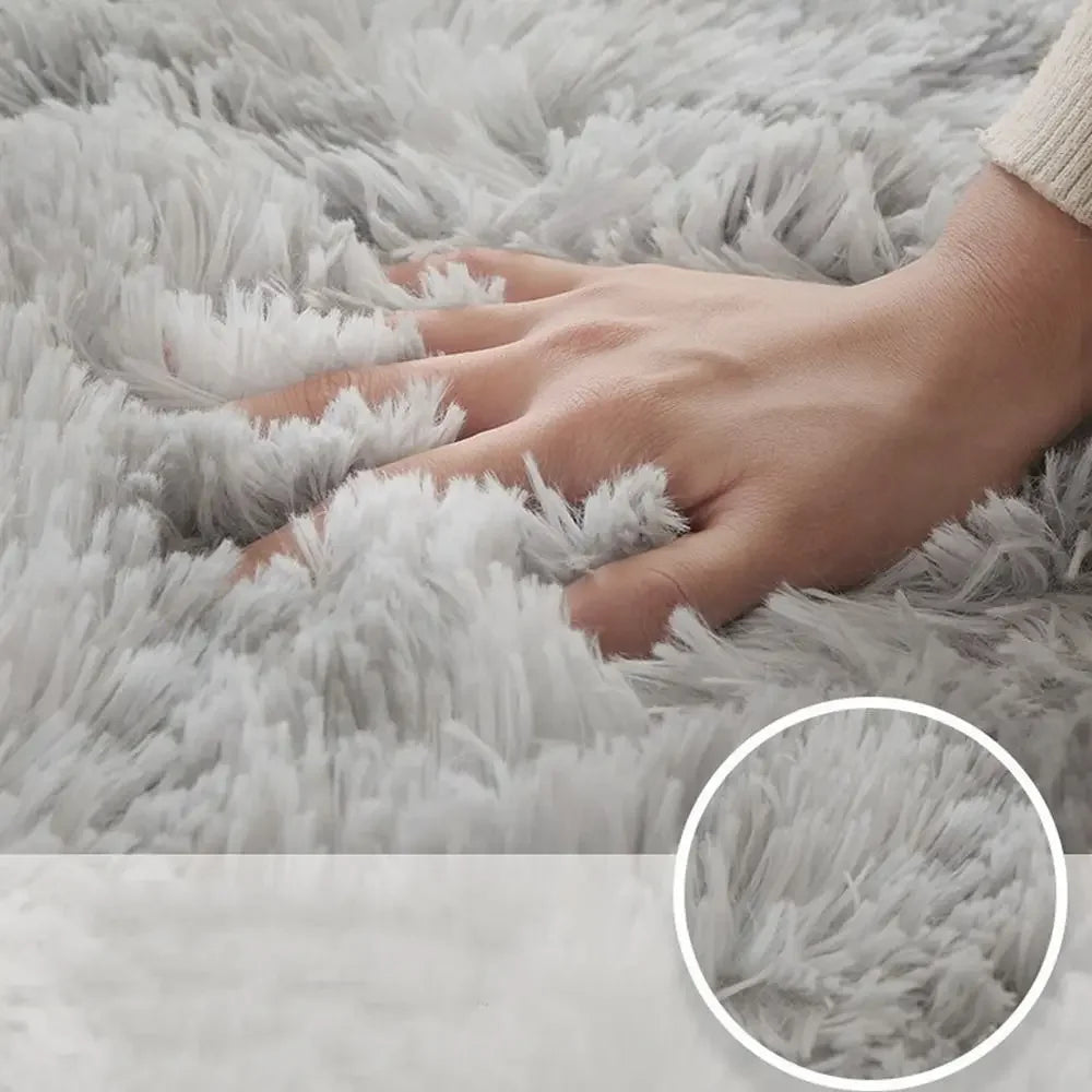 VIKAMA Minimalist Shaggy Silk-Touch Rug – Non-Slip Dirt-Resistant Carpet for Living Room, Bedroom & Study