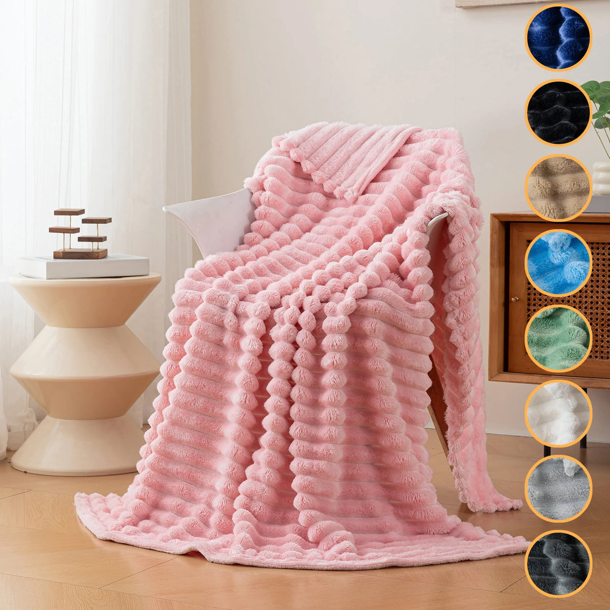 Soft Flannel Blanket – Warm Nap Throw in Multiple Colors, Christmas Gift Blanket