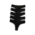 Women's Ribbed Cotton Stretch Thongs, 5-Pack