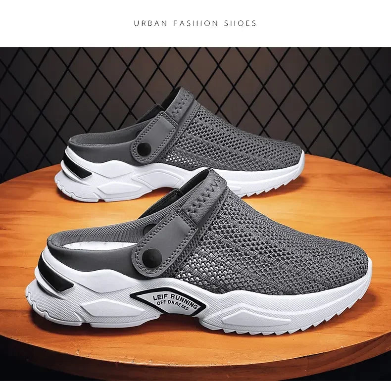 Men's Orthopedic Mesh Sandal Slippers – Hollow Out Breathable Diabetic Walking Shoes with Arch Support