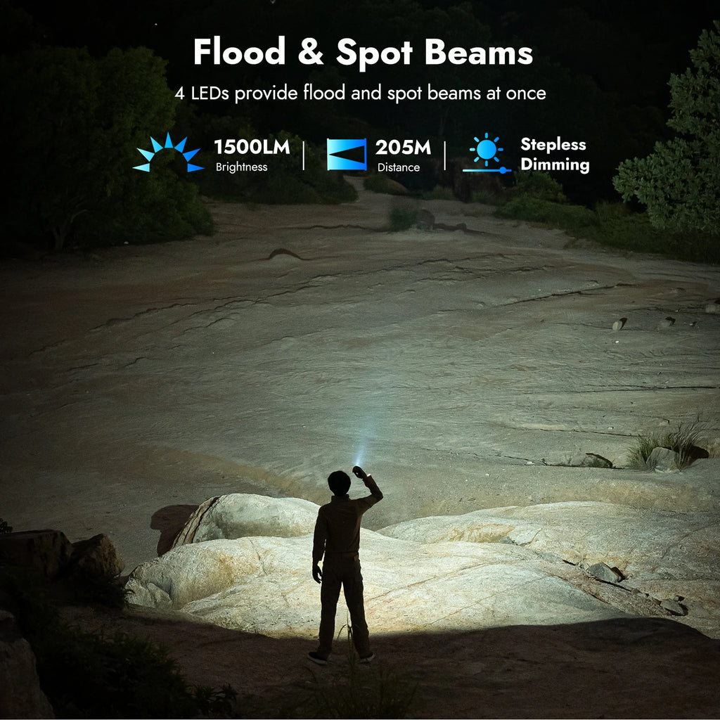 WUBEN X4 EDC Flat Flashlight — 1500 Lumens, RGB Light, Magnetic Base, Tactical Switch, IP68 Waterproof