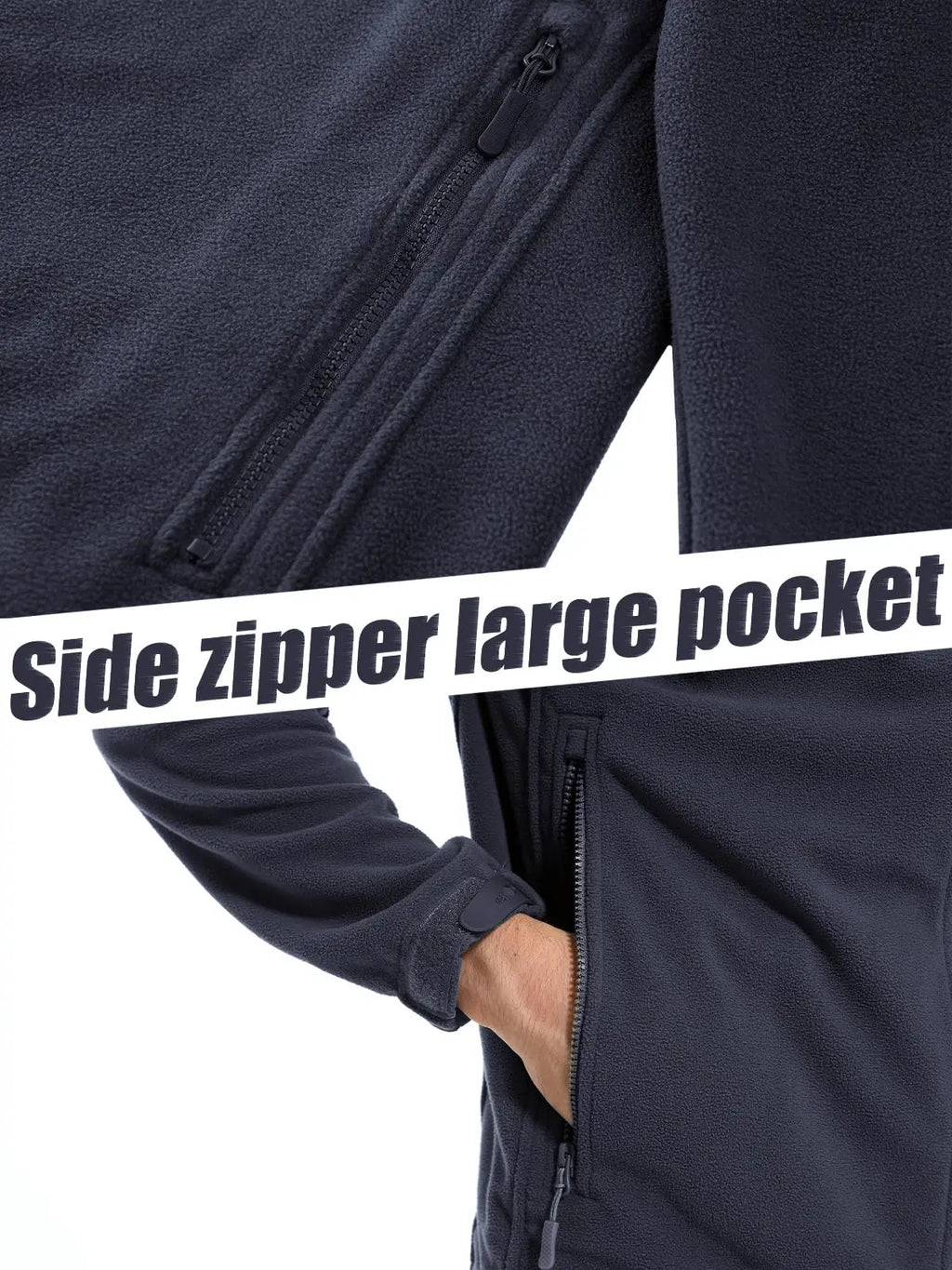 TACVASEN Men's Hooded Fleece Jacket – Full-Zip Windproof Warm Work Coat for Outdoor & Office